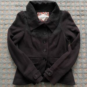 Free People Women’s Lined Blazer – Fitted, Detailed, Back Belt, Size 2